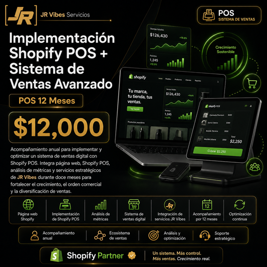 Implementación Shopify POS + Sistema de Ventas Avanzado - POS 12 Meses