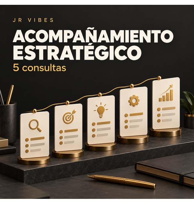 Acompañamiento Estratégico JR Vibes - 5 Consultas — portada JR Vibes en negro y dorado