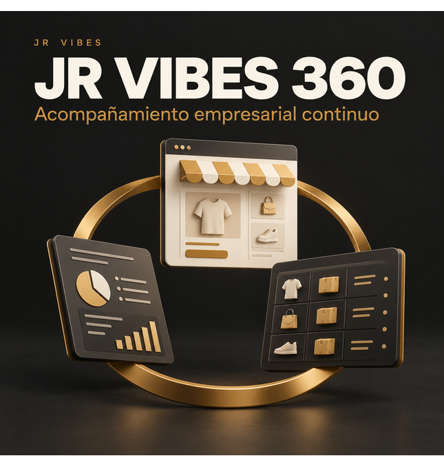 JR Vibes 360 - Acompañamiento Empresarial Continuo — portada JR Vibes en negro y dorado