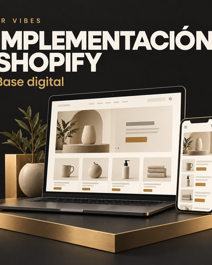 Implementación Shopify Esencial - Base Digital — portada JR Vibes en negro y dorado